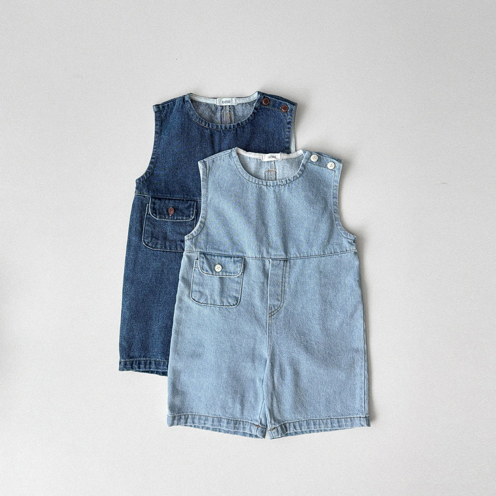 Button-Shoulder Denim Overalls - 2 colors
