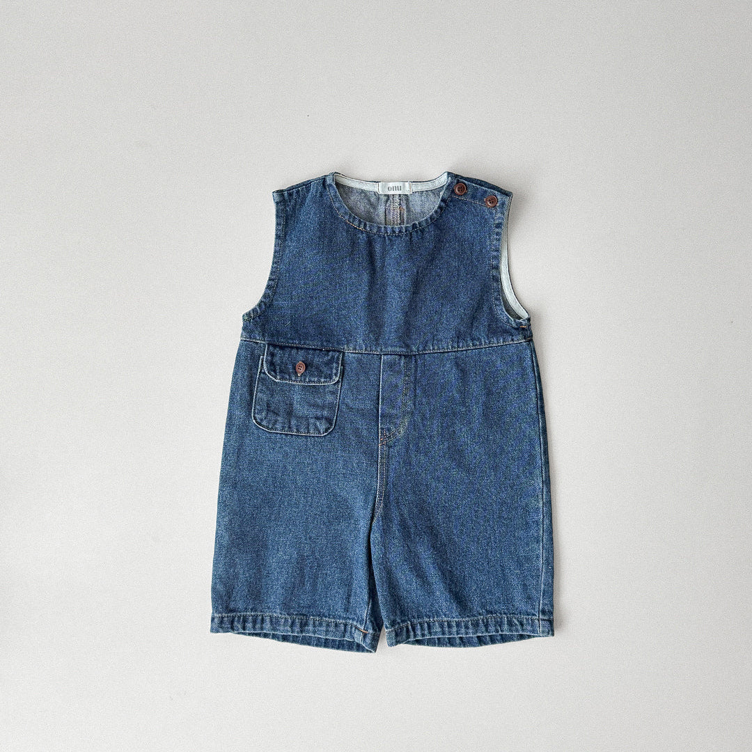 Button-Shoulder Denim Overalls - 2 colors