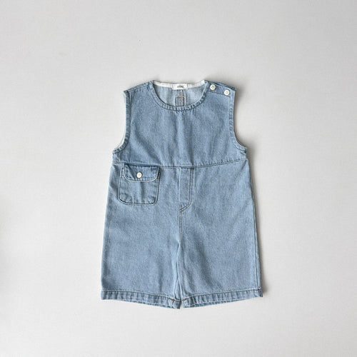 Button-Shoulder Denim Overalls - 2 colors