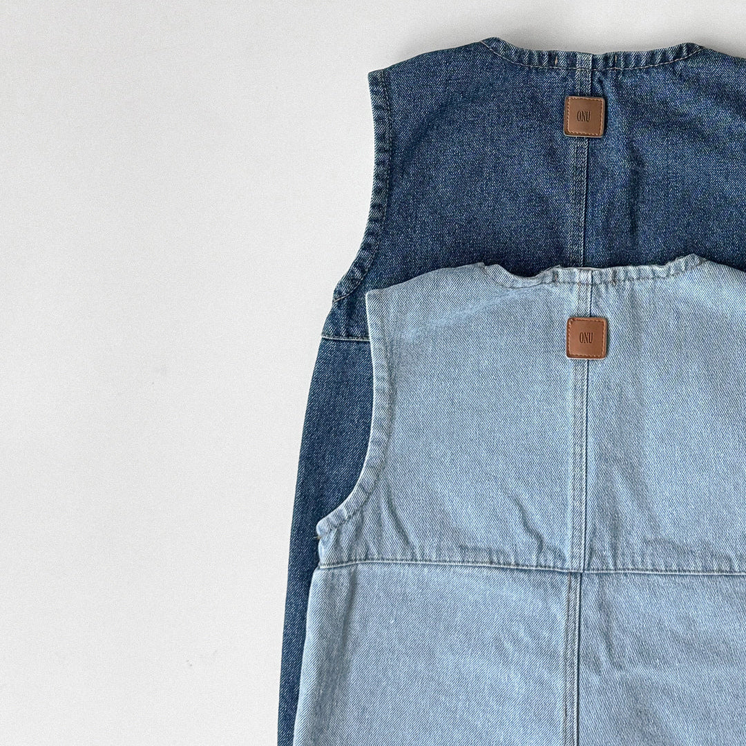 Button-Shoulder Denim Overalls - 2 colors