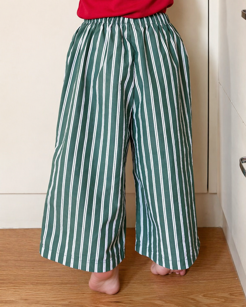 Striped Loose Pants Green