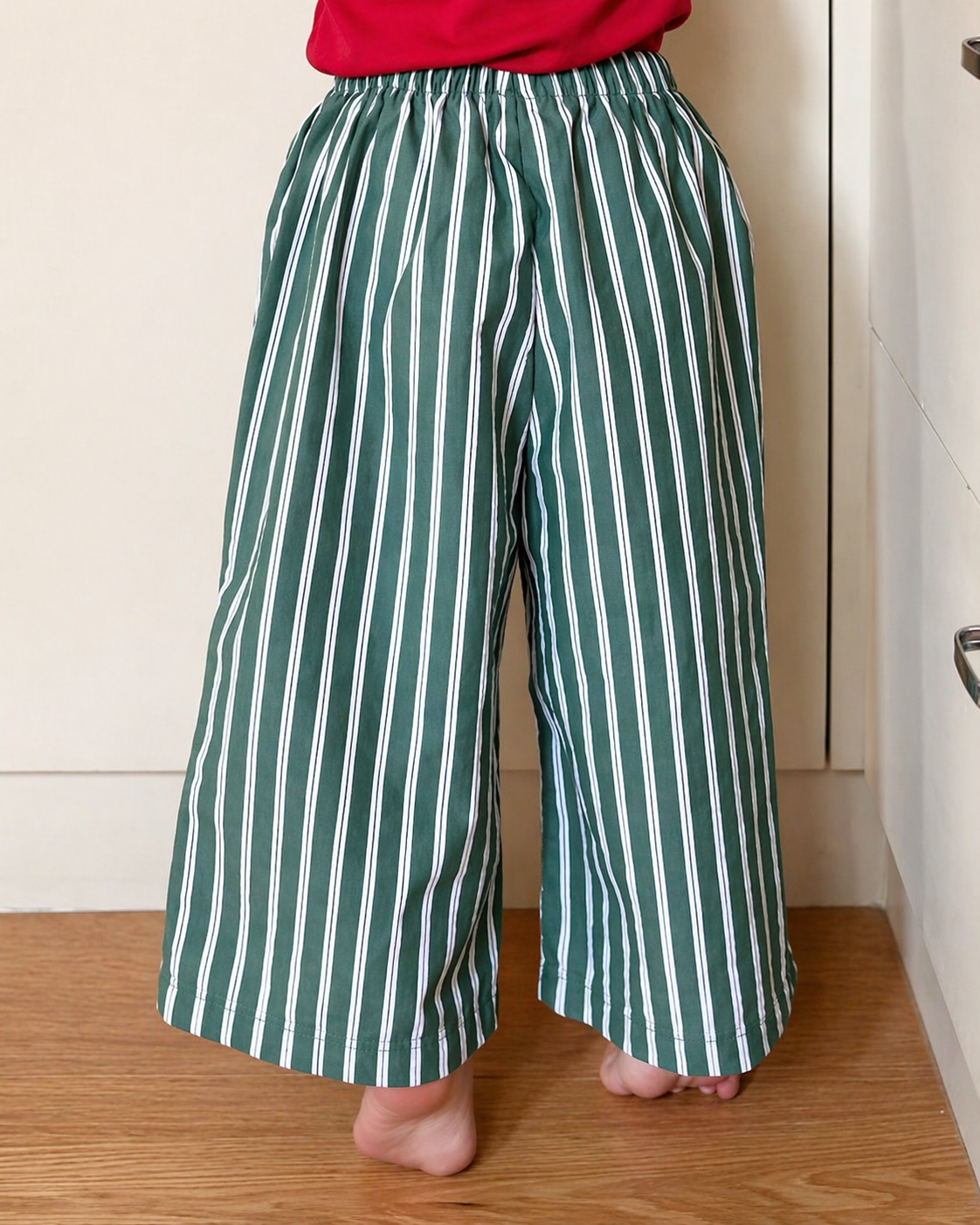 Striped Loose Pants Green