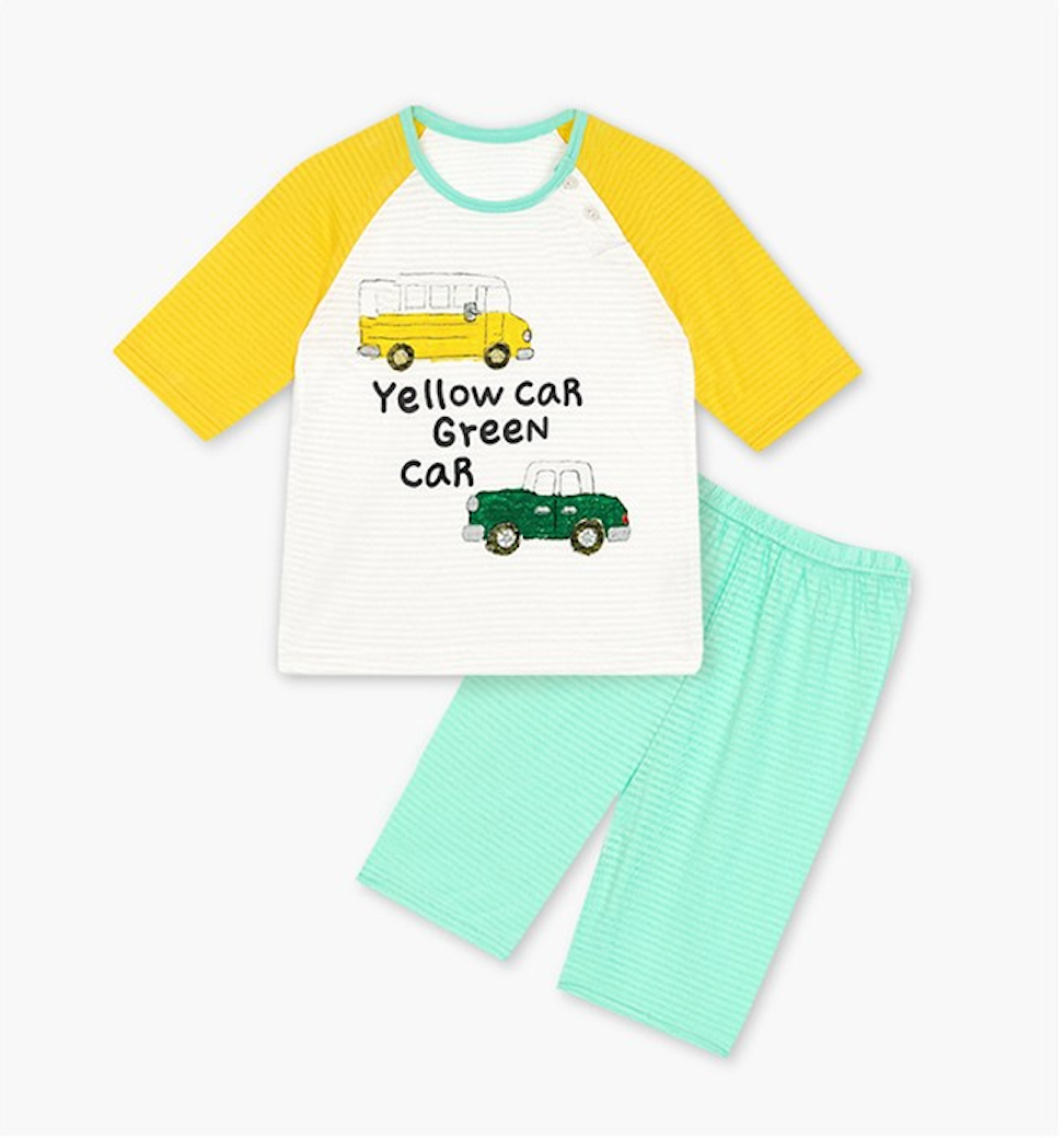 YELLOW BUS AND GREEN CAR LOUNGE SET