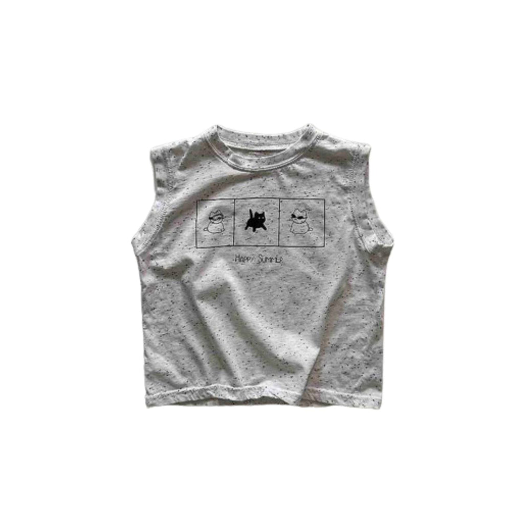 Speckled Cat Sleeveless Light Grey