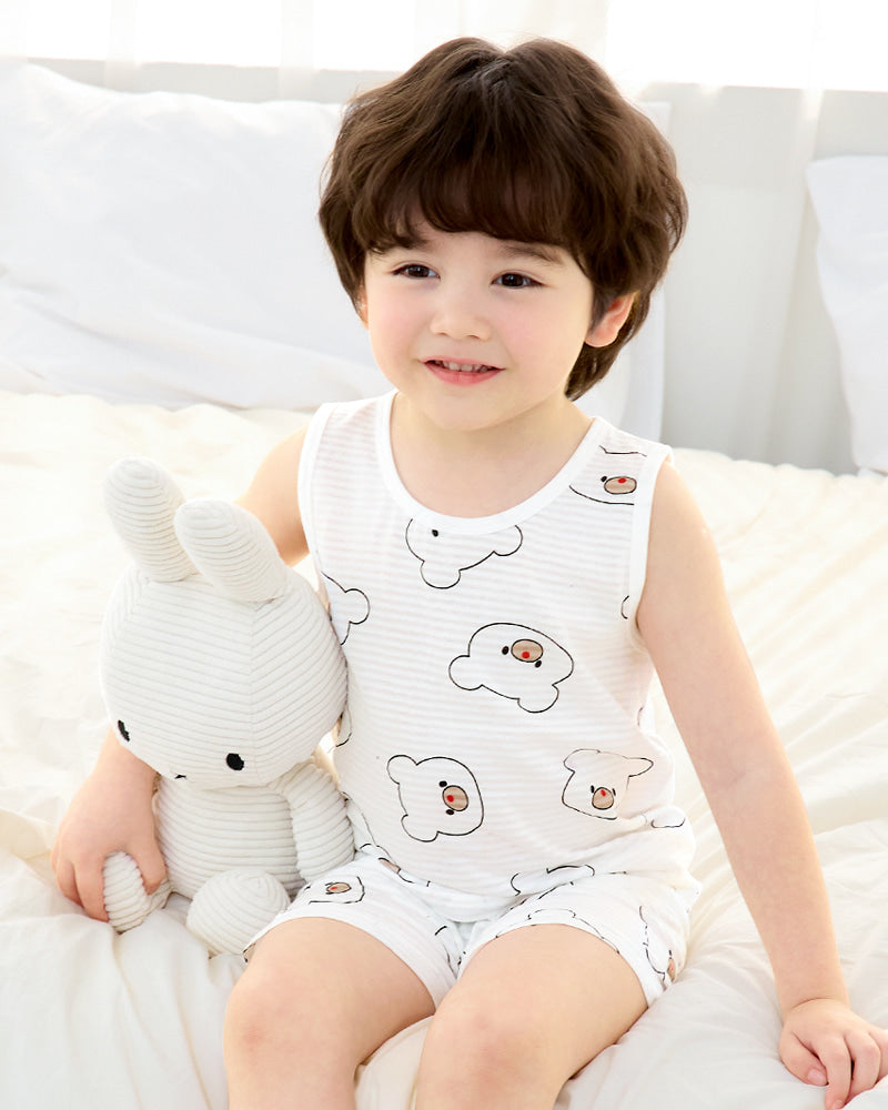 White Bear Breathable Cotton Sleeveless Set