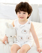 White Bear Breathable Cotton Sleeveless Set