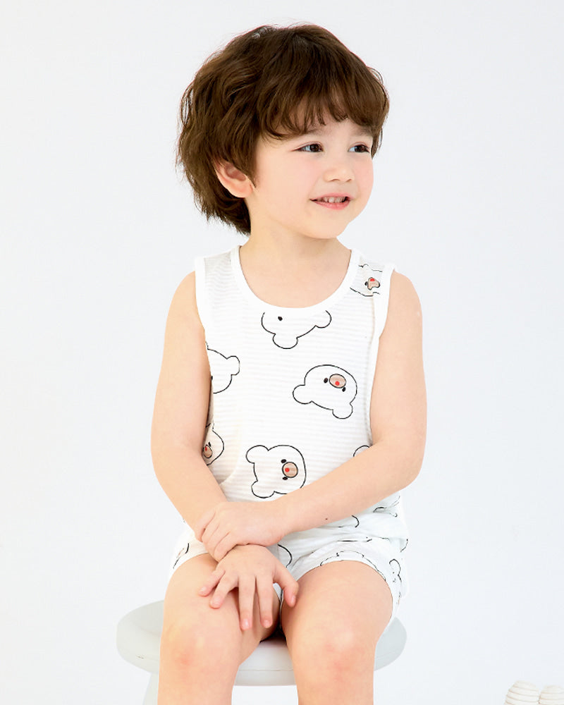 White Bear Breathable Cotton Sleeveless Set