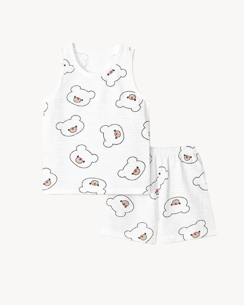 White Bear Breathable Cotton Sleeveless Set