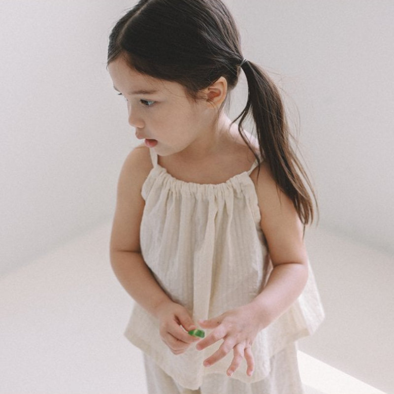 Sleeveless Gathered Top Natural