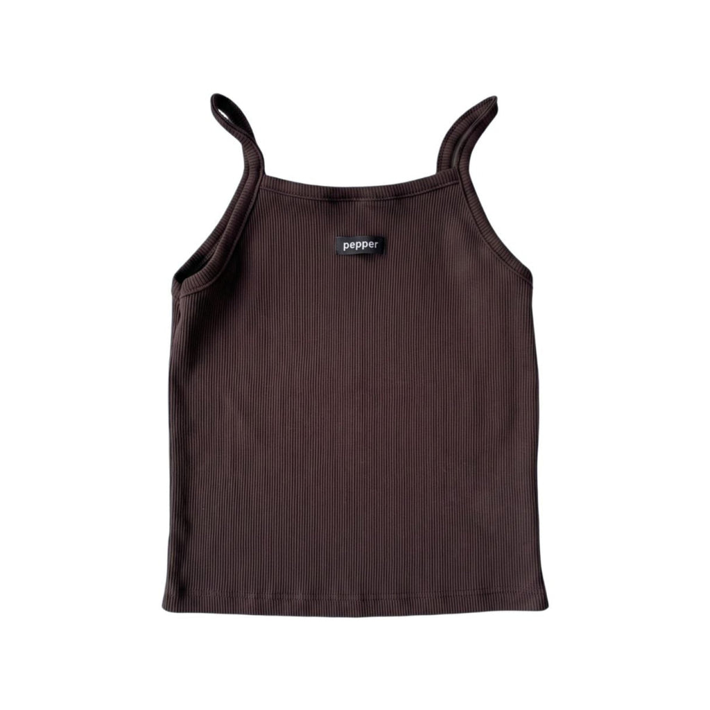 Chocolate Brown Ribbed Tank