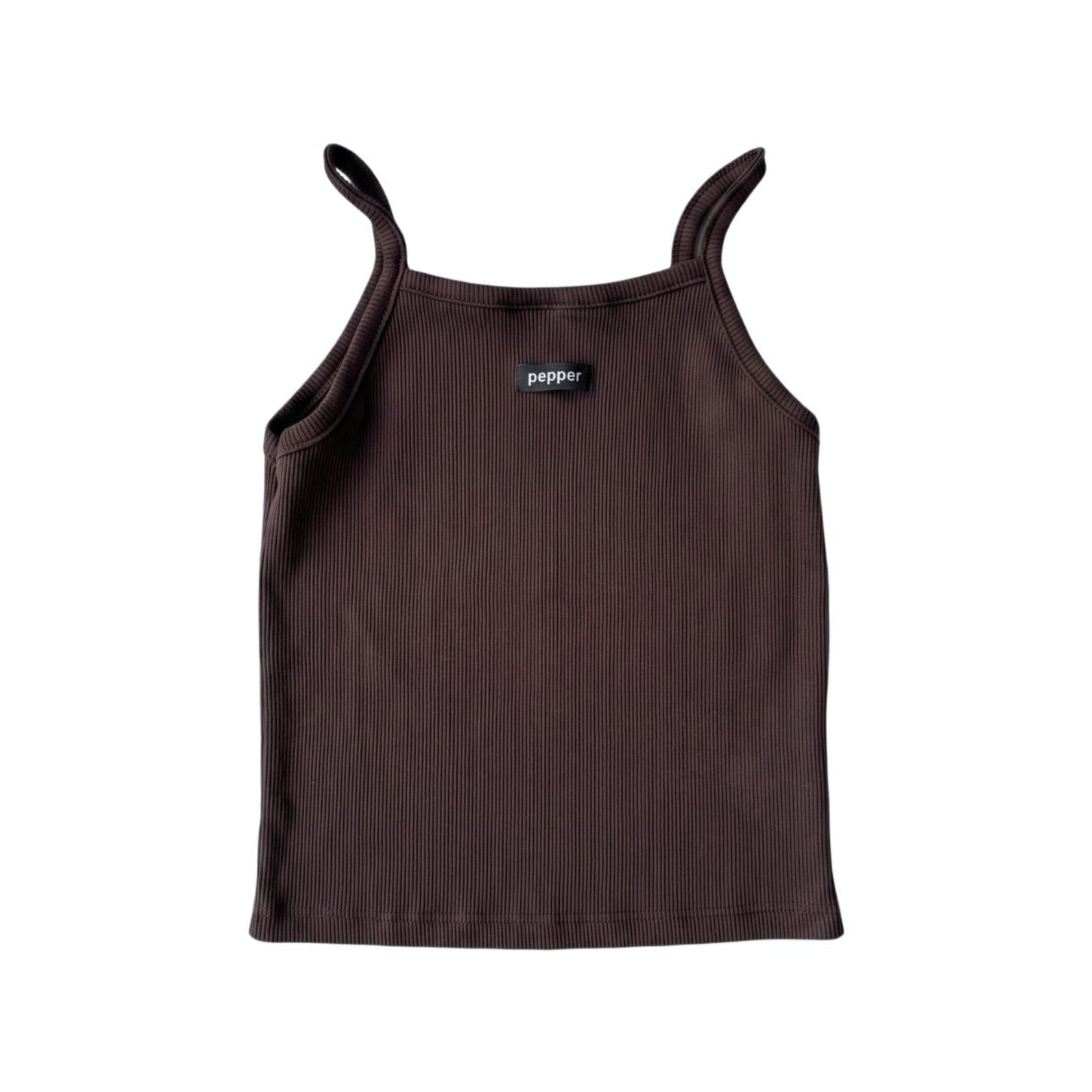 Chocolate Brown Ribbed Tank