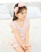 Pink Cat Breathable Cotton Sleeveless Set