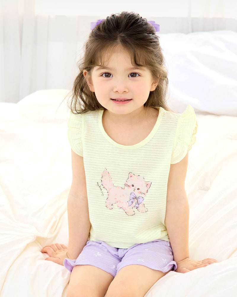 Ribbon Cat Breathable Cotton Sleeveless Set